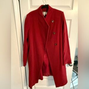 Elegant Red Double-Breasted Coat
